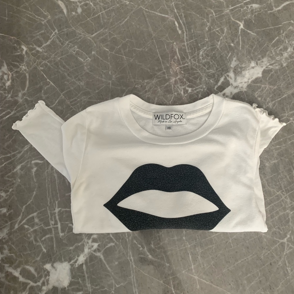 Wildfox White Crewneck Tee with Black Logo